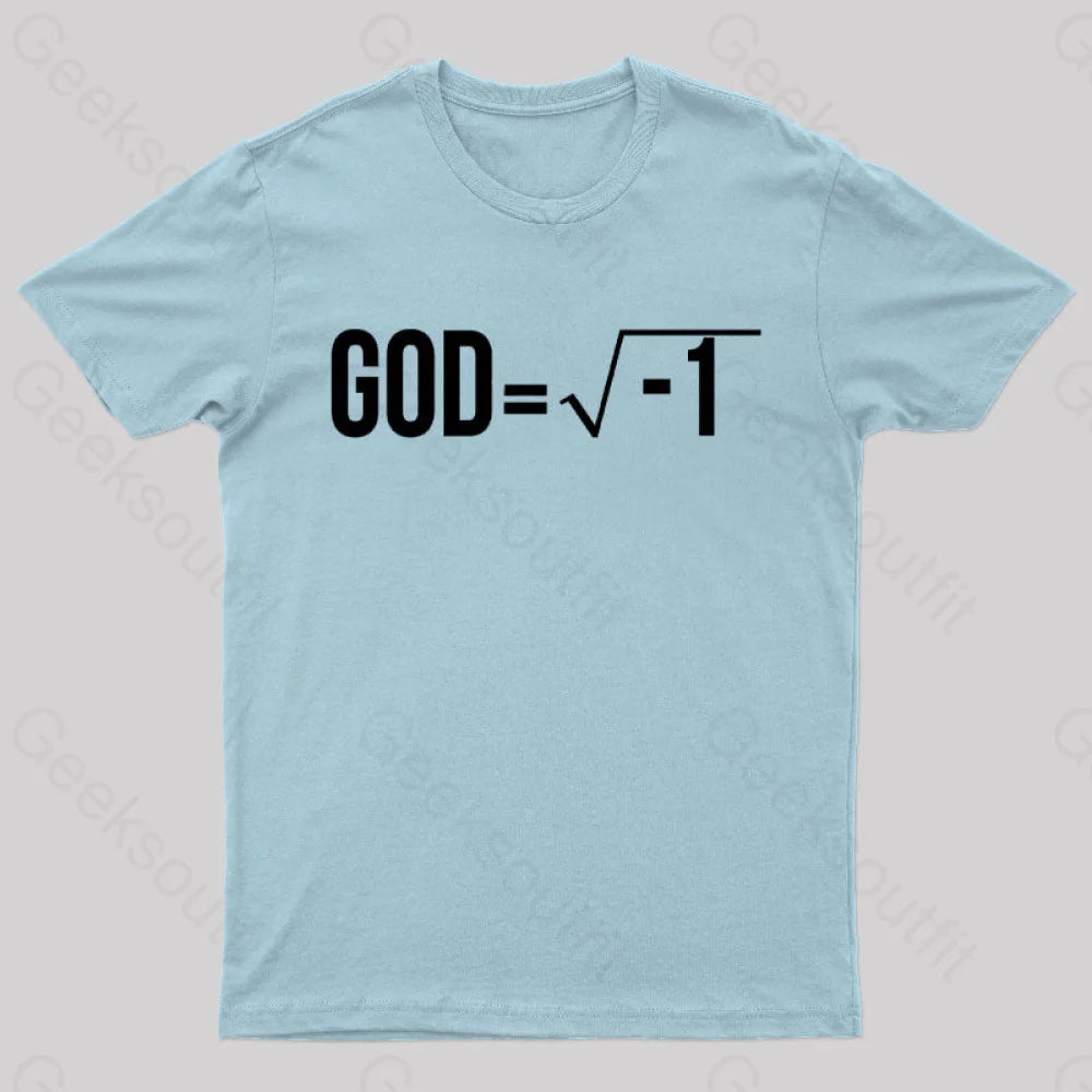 God Is Imaginary Geek T-Shirt Light Blue / S