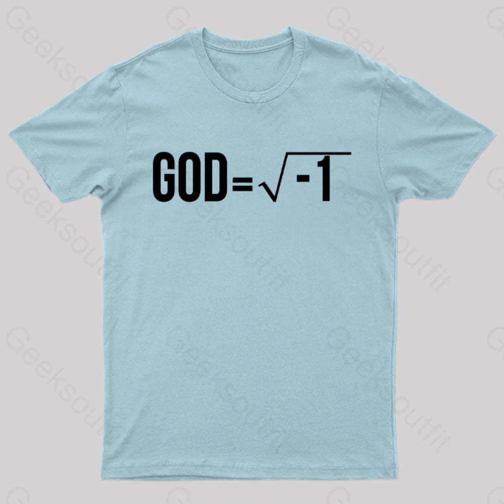 God Is Imaginary Geek T-Shirt Light Blue / S