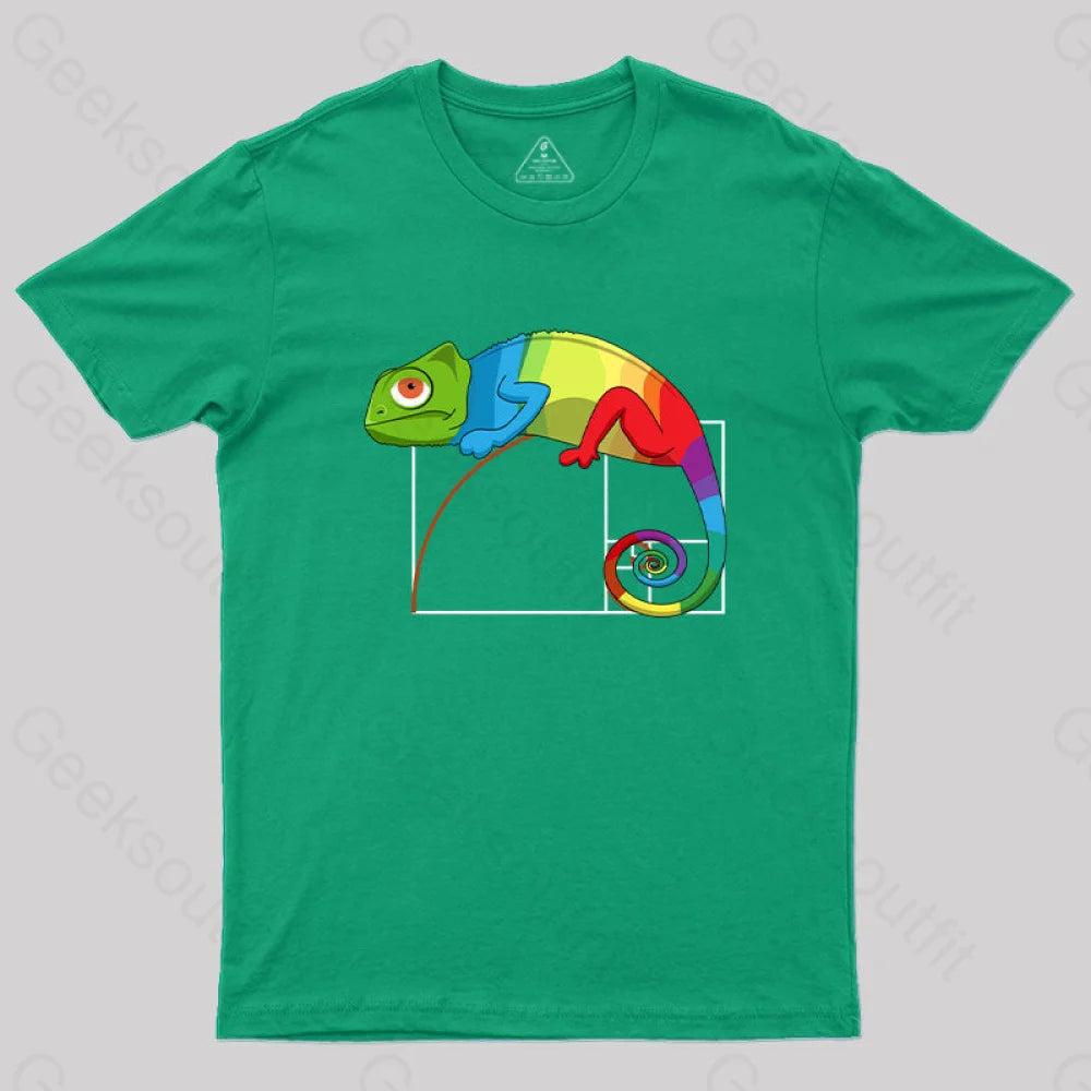 Golden Ratio Math Chameleon T-Shirt Green / S
