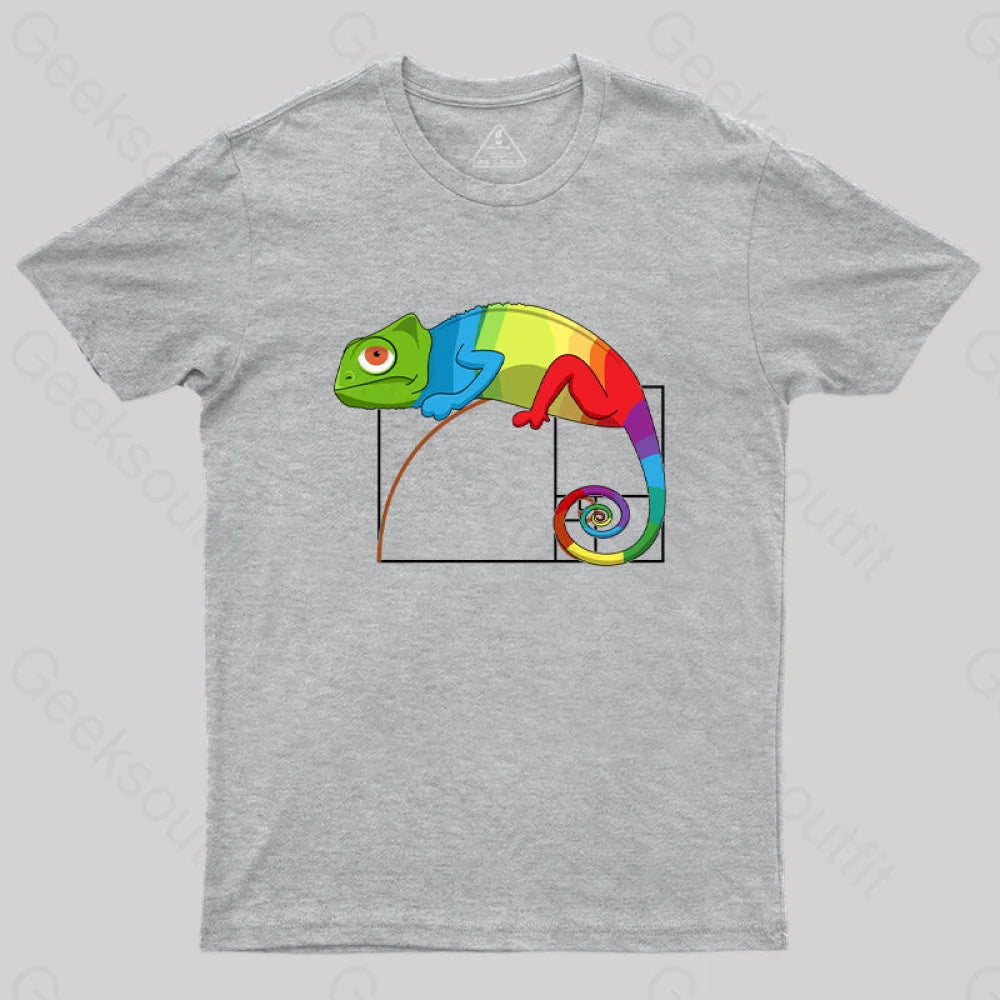 Golden Ratio Math Chameleon T-Shirt Grey / S