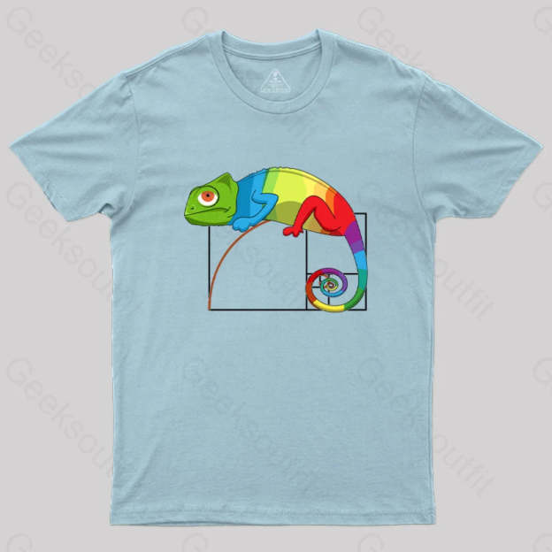 Golden Ratio Math Chameleon T-Shirt Light Blue / S