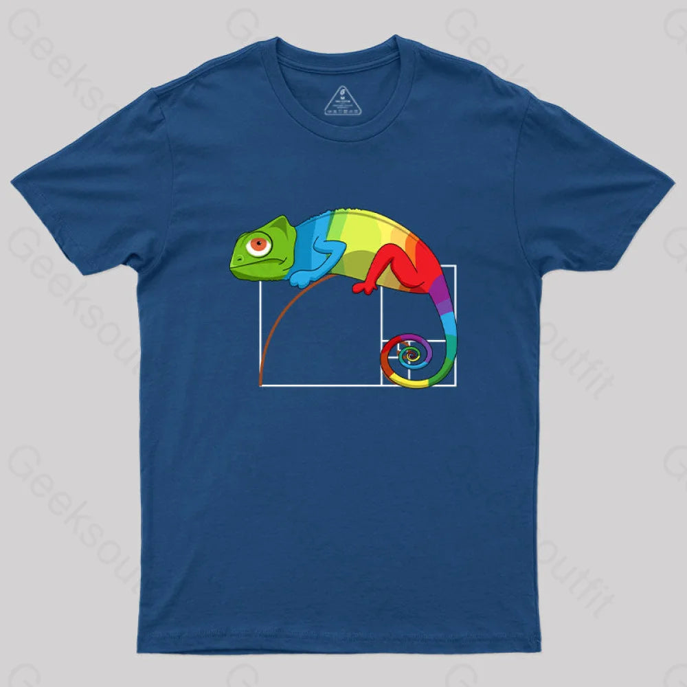 Golden Ratio Math Chameleon T-Shirt Navy / S