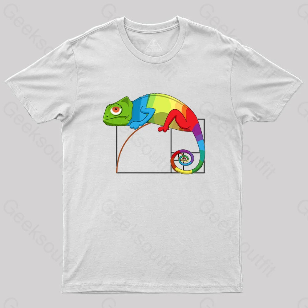 Golden Ratio Math Chameleon T-Shirt White / S