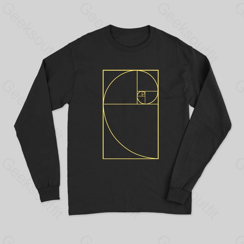 Golden Spiral Long Sleeve T-Shirt - Geeksoutfit