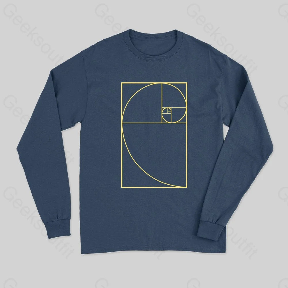 Golden Spiral Long Sleeve T-Shirt - Geeksoutfit