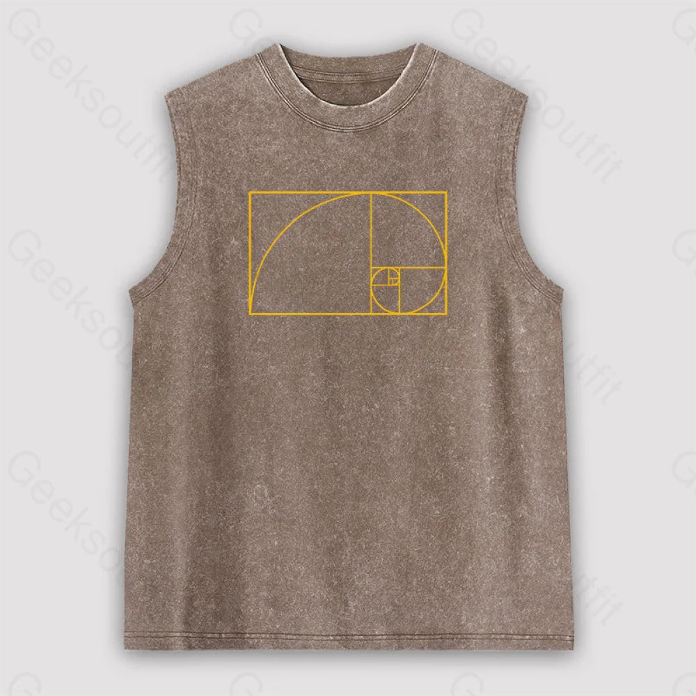 Golden Spiral Unisex Washed Tank Brown / S