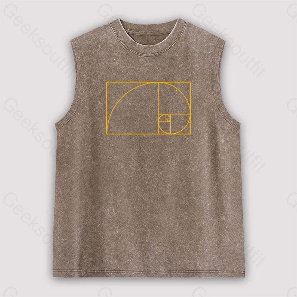 Golden Spiral Unisex Washed Tank Brown / S