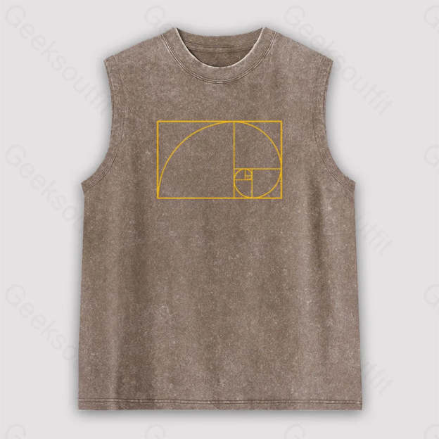 Golden Spiral Unisex Washed Tank Brown / S