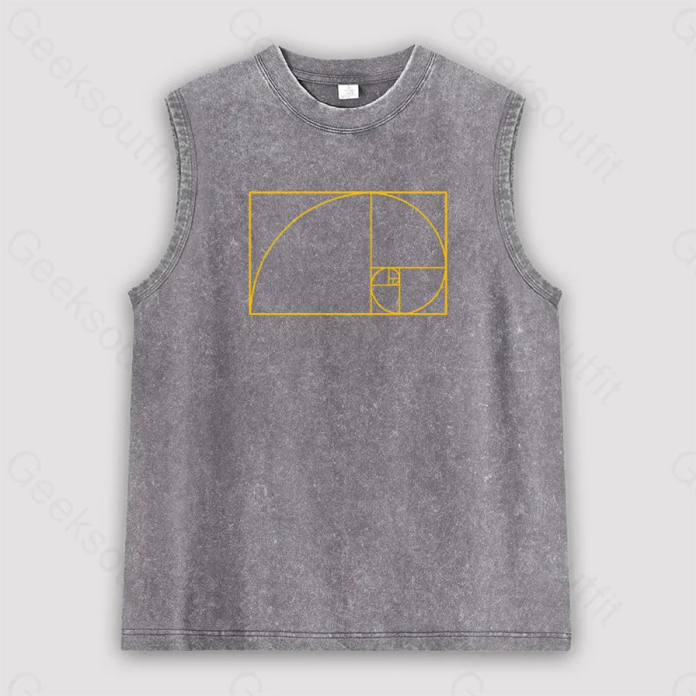 Golden Spiral Unisex Washed Tank Grey / S
