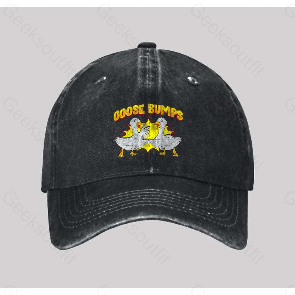 Goose Bumps Washed Vintage Baseball Cap Black