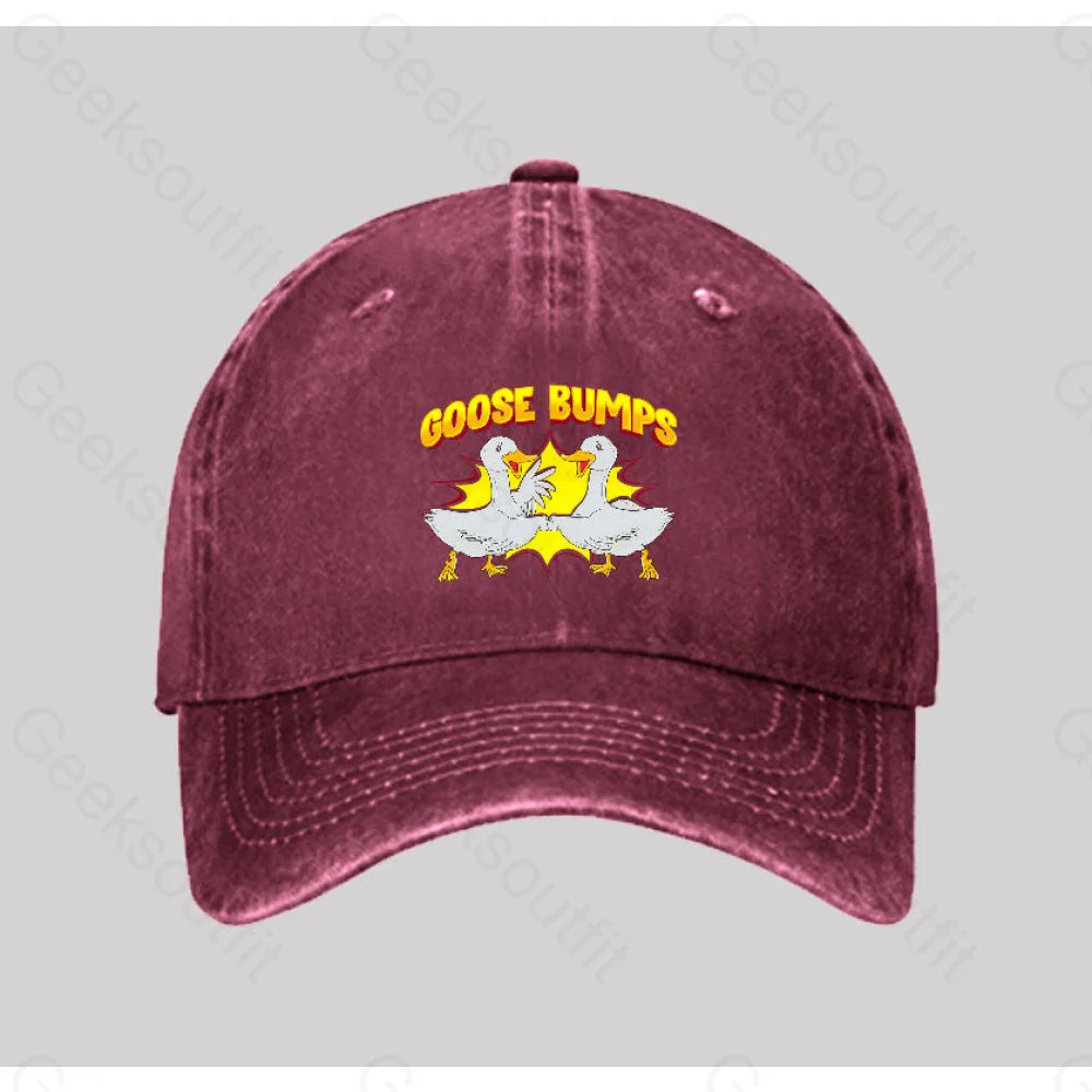 Goose Bumps Washed Vintage Baseball Cap Red