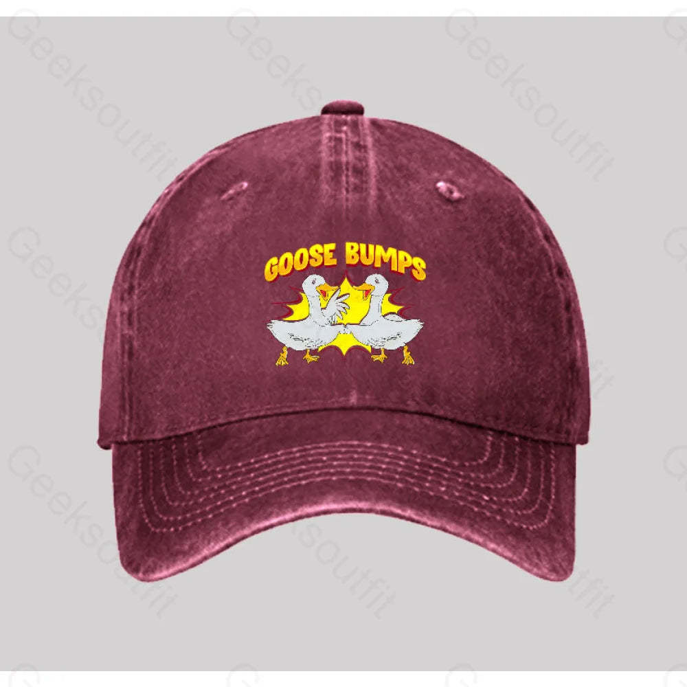 Goose Bumps Washed Vintage Baseball Cap Red