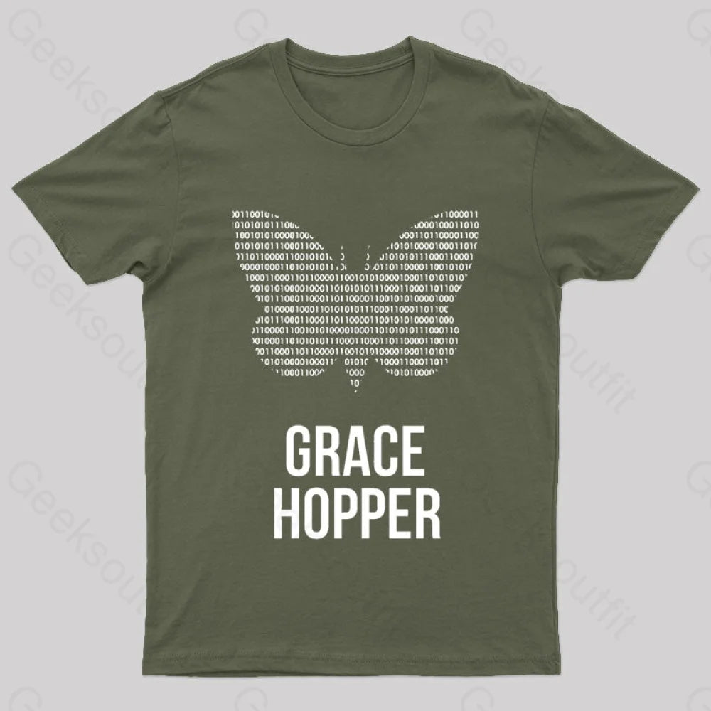 Grace Hopper Geek T-Shirt Army Green / S