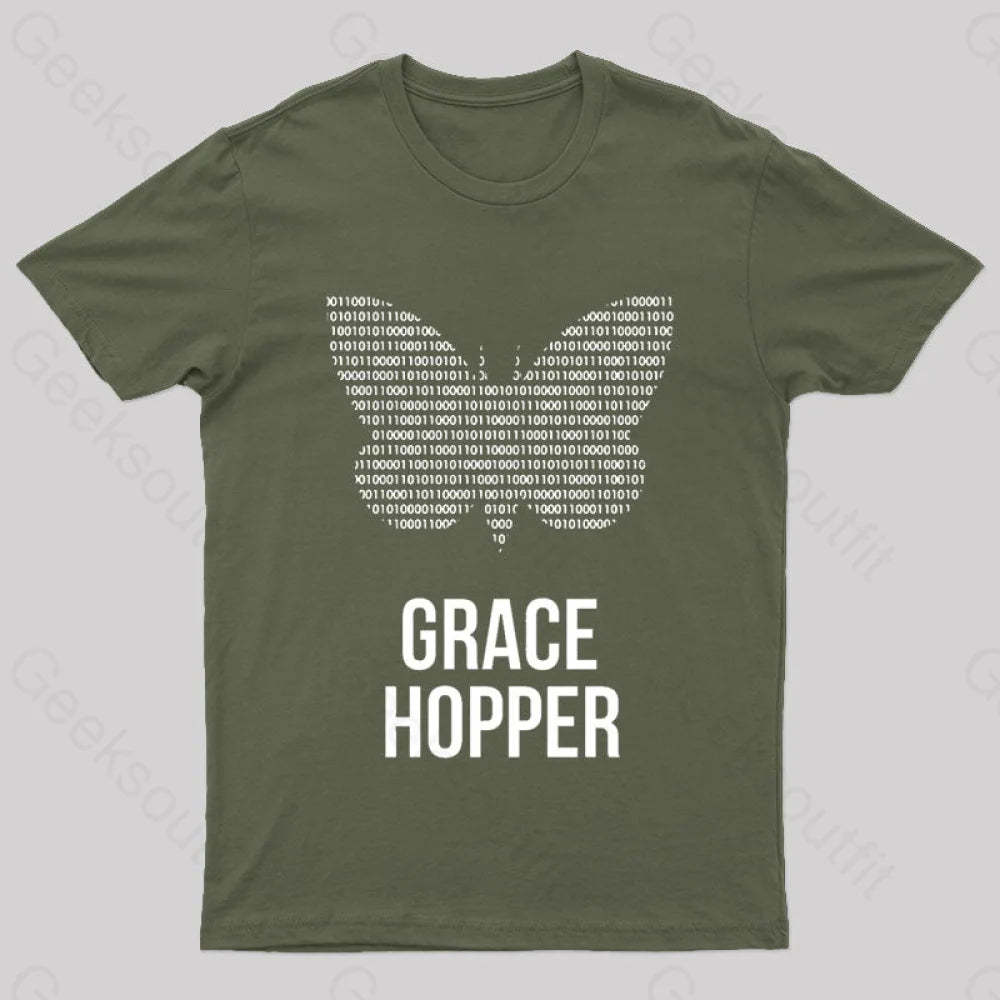 Grace Hopper Geek T-Shirt Army Green / S