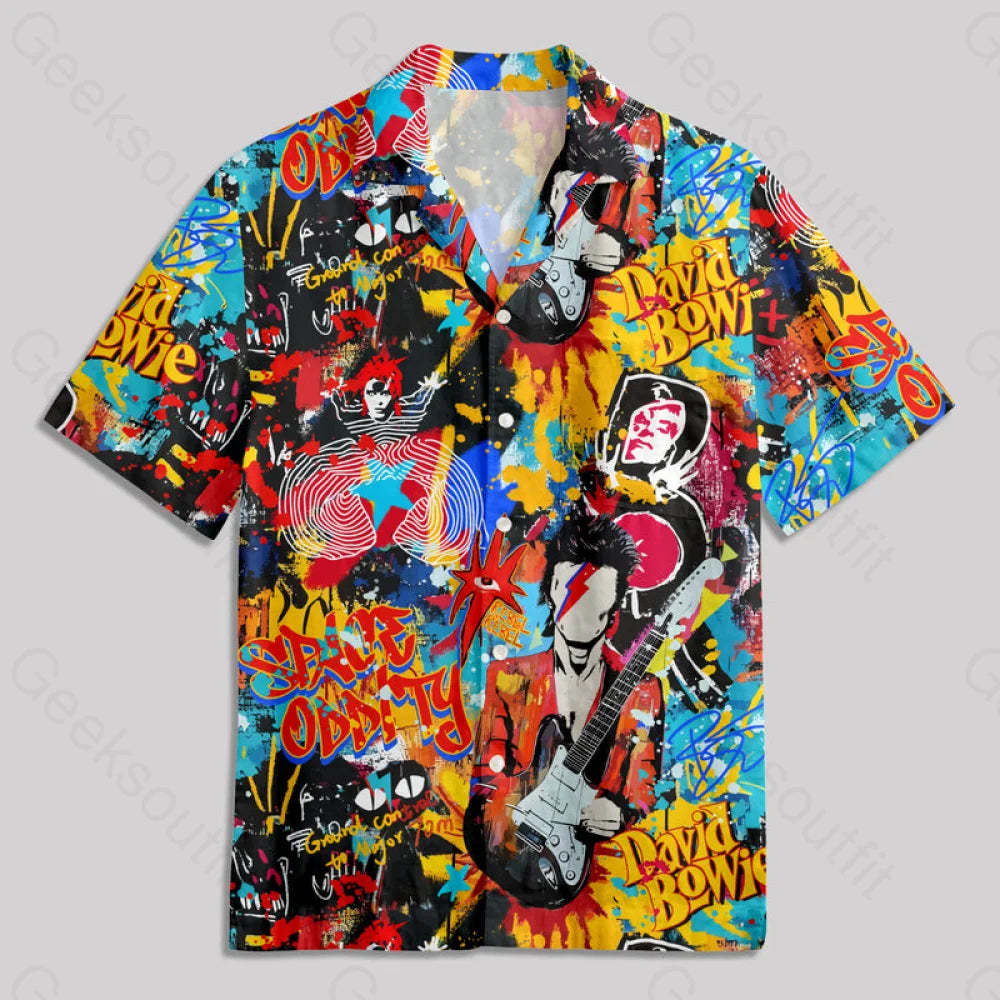 Graffiti Street Art David Bowie Button Up Pocket Shirt Hawaiian / S Bus677 Yc