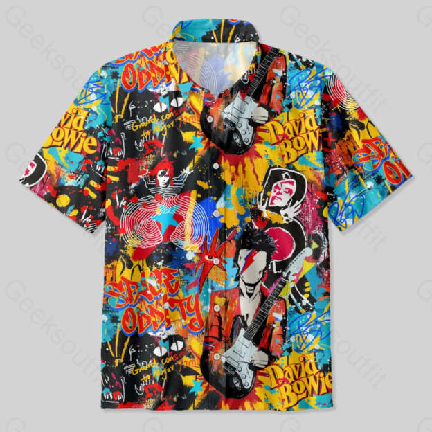Graffiti Street Art David Bowie Button Up Pocket Shirt Up / S Bus677 Yc