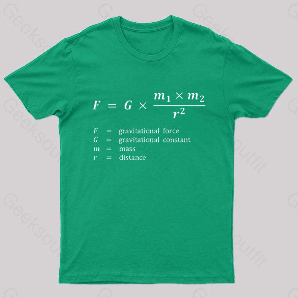 Gravitational Force Formula Nerd T-Shirt Green / S