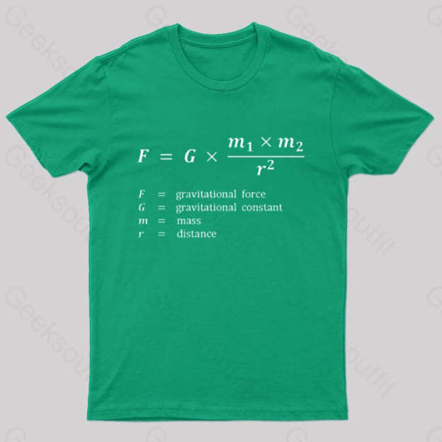 Gravitational Force Formula Nerd T-Shirt Green / S
