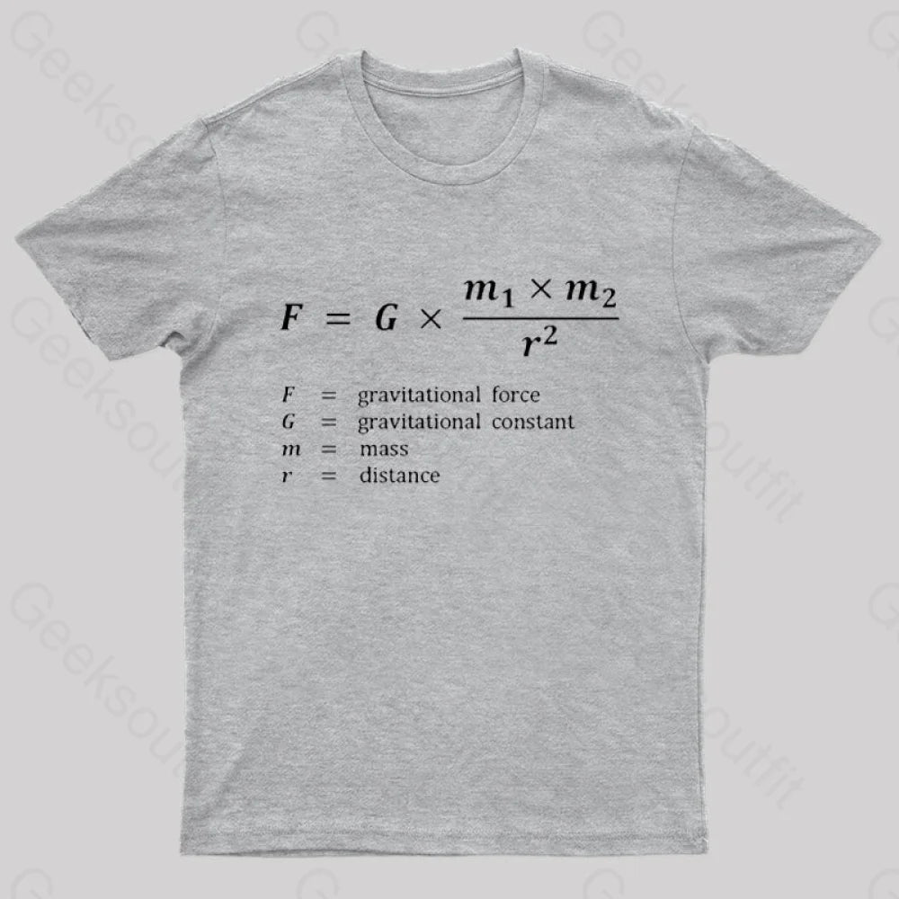 Gravitational Force Formula Nerd T-Shirt Grey / S