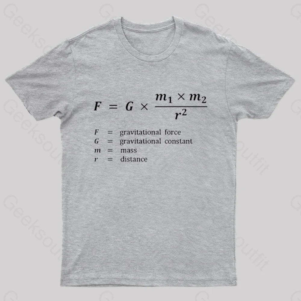 Gravitational Force Formula Nerd T-Shirt Grey / S