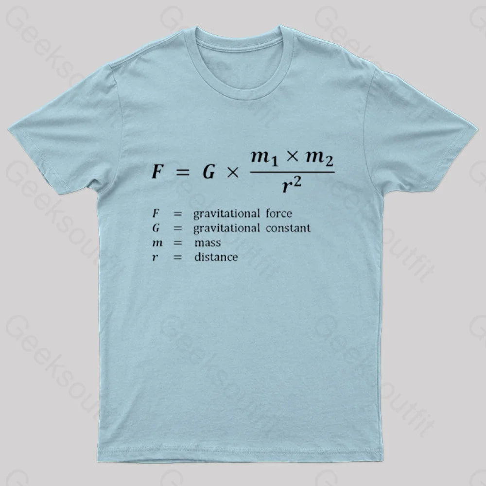 Gravitational Force Formula Nerd T-Shirt Light Blue / S