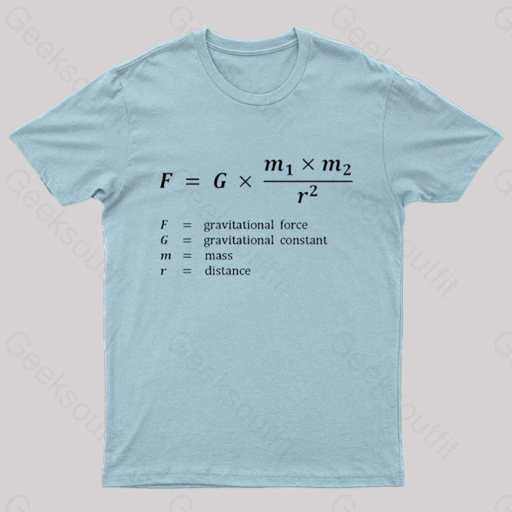 Gravitational Force Formula Nerd T-Shirt Light Blue / S