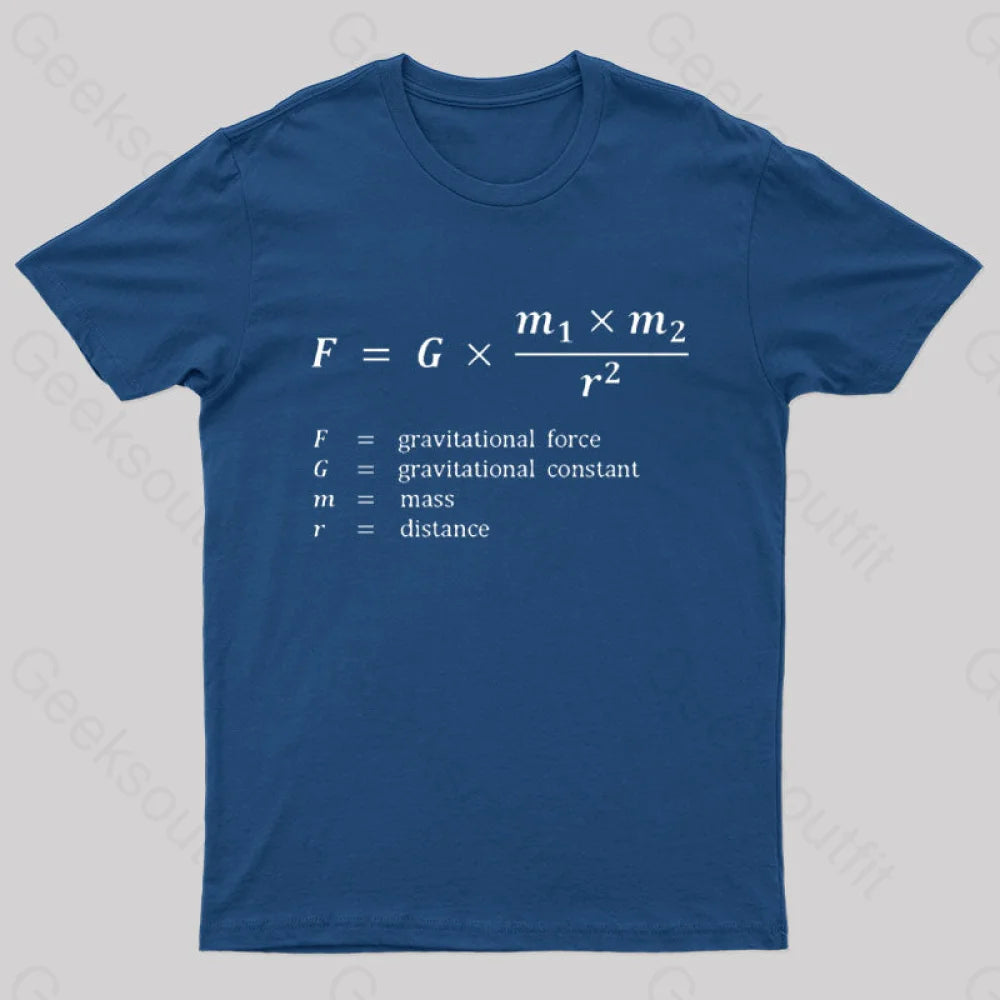 Gravitational Force Formula Nerd T-Shirt Navy / S