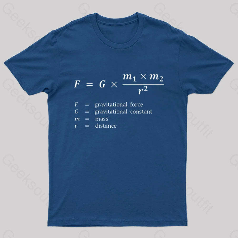 Gravitational Force Formula Nerd T-Shirt Navy / S