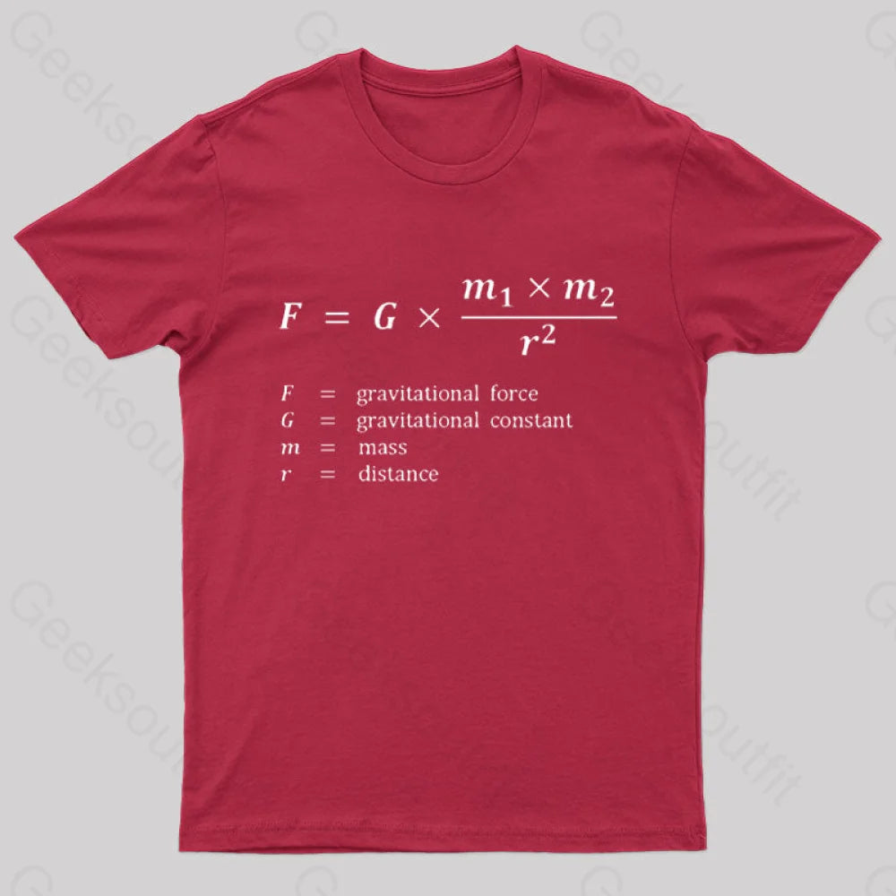 Gravitational Force Formula Nerd T-Shirt Red / S