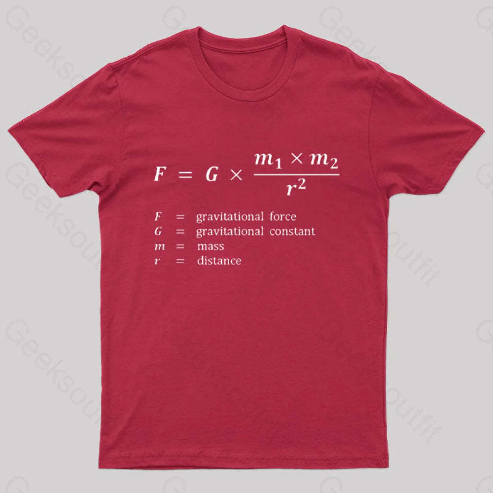 Gravitational Force Formula Nerd T-Shirt Red / S