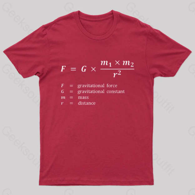 Gravitational Force Formula Nerd T-Shirt Red / S