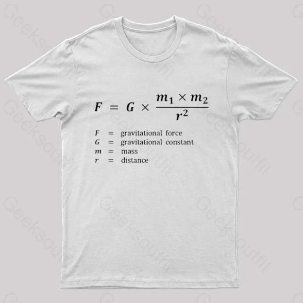Gravitational Force Formula Nerd T-Shirt White / S