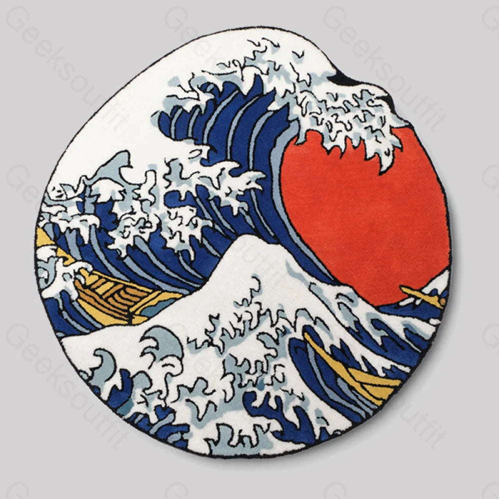 Great Wave Funny Imitation Wool Rug