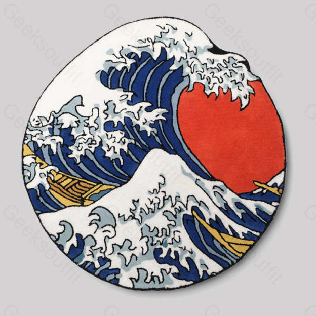 Great Wave Funny Imitation Wool Rug