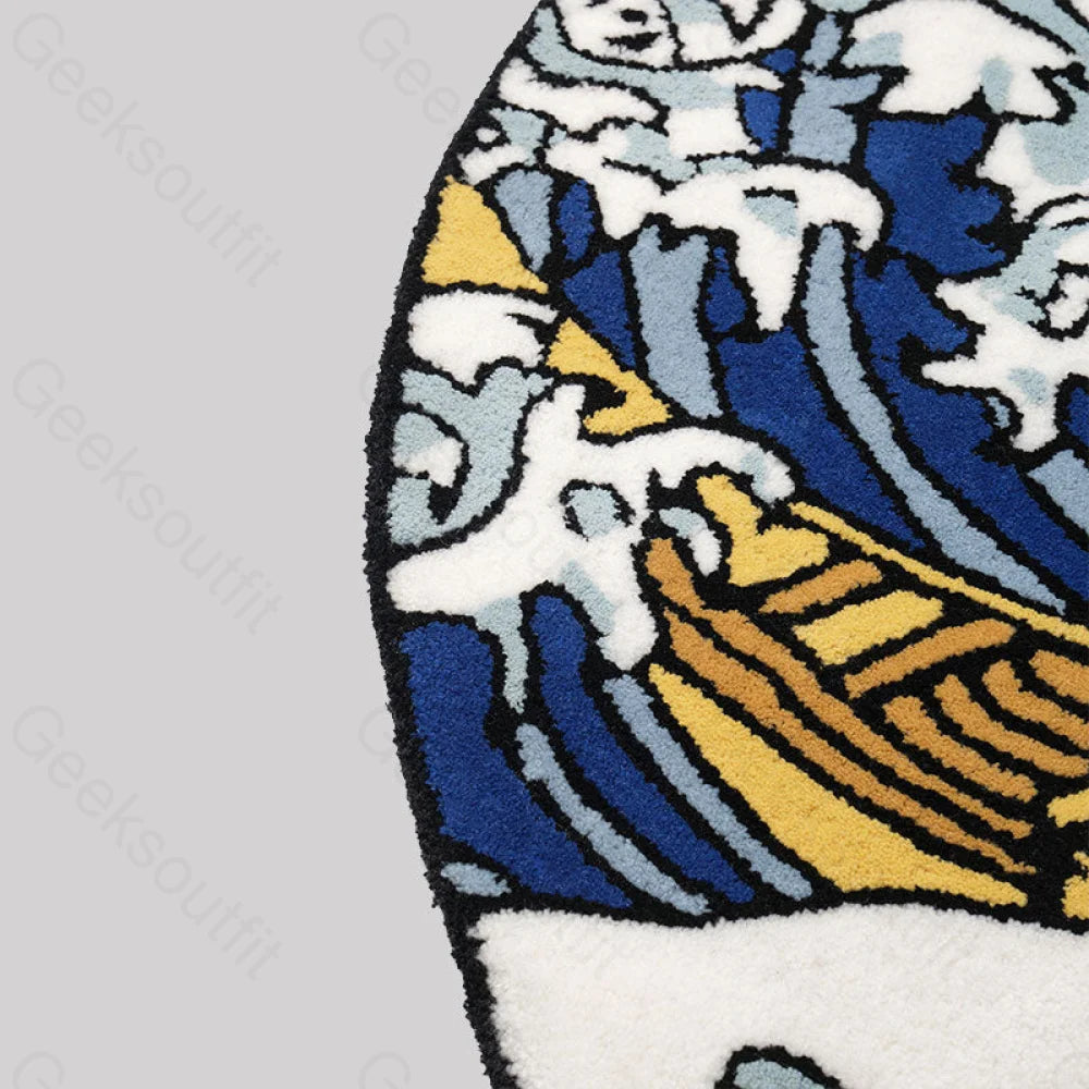 Great Wave Funny Imitation Wool Rug