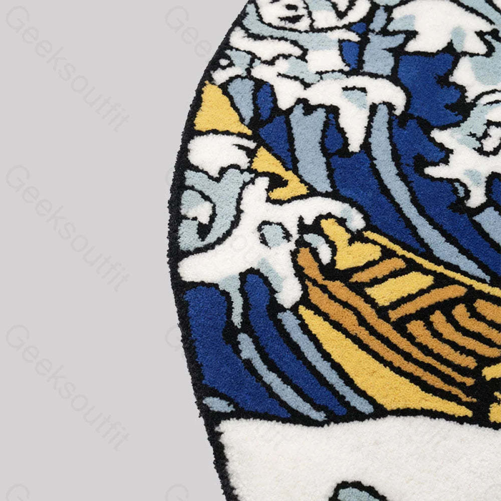 Great Wave Funny Imitation Wool Rug