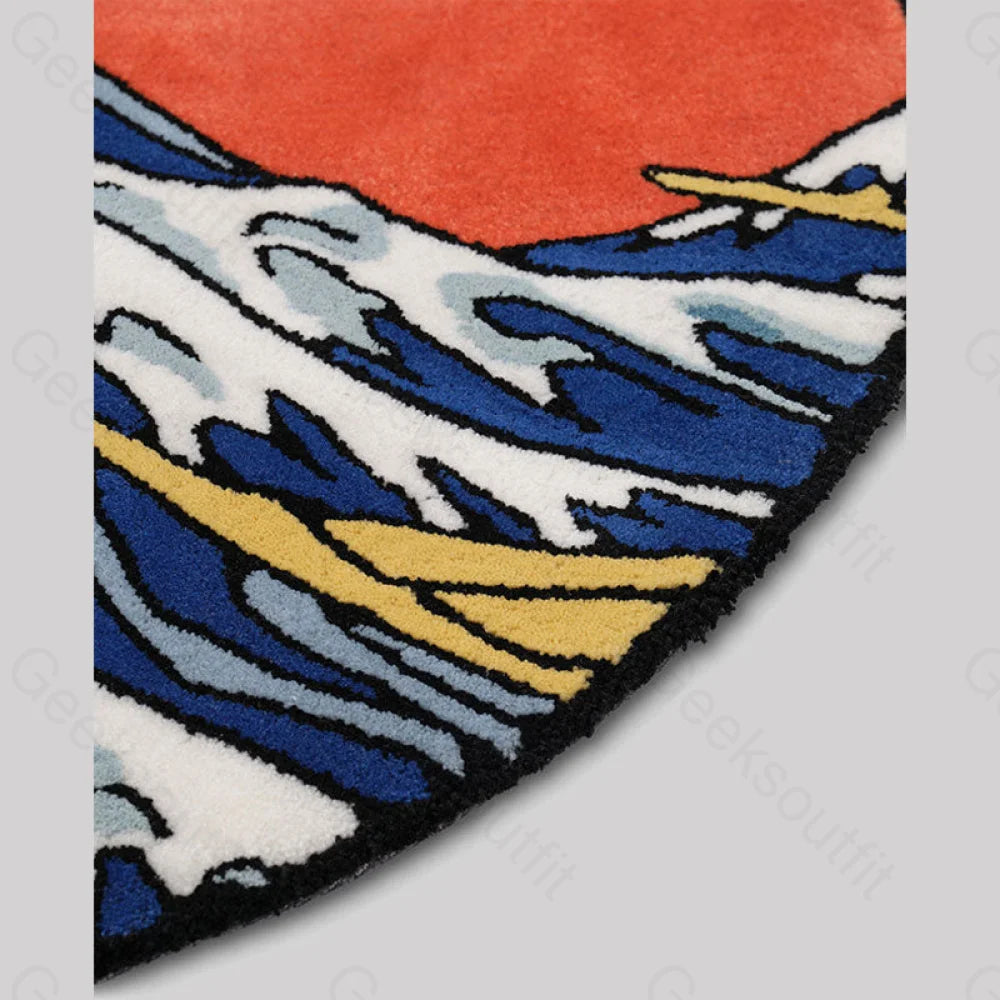 Great Wave Funny Imitation Wool Rug