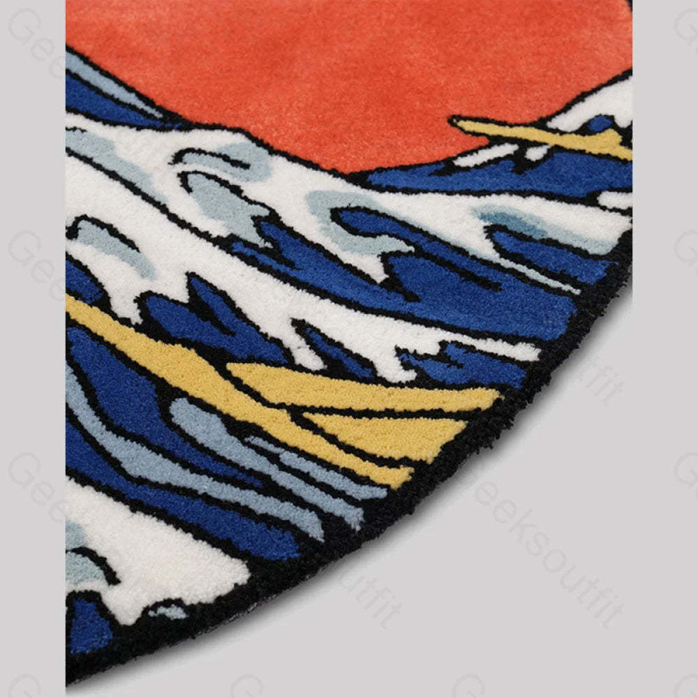 Great Wave Funny Imitation Wool Rug