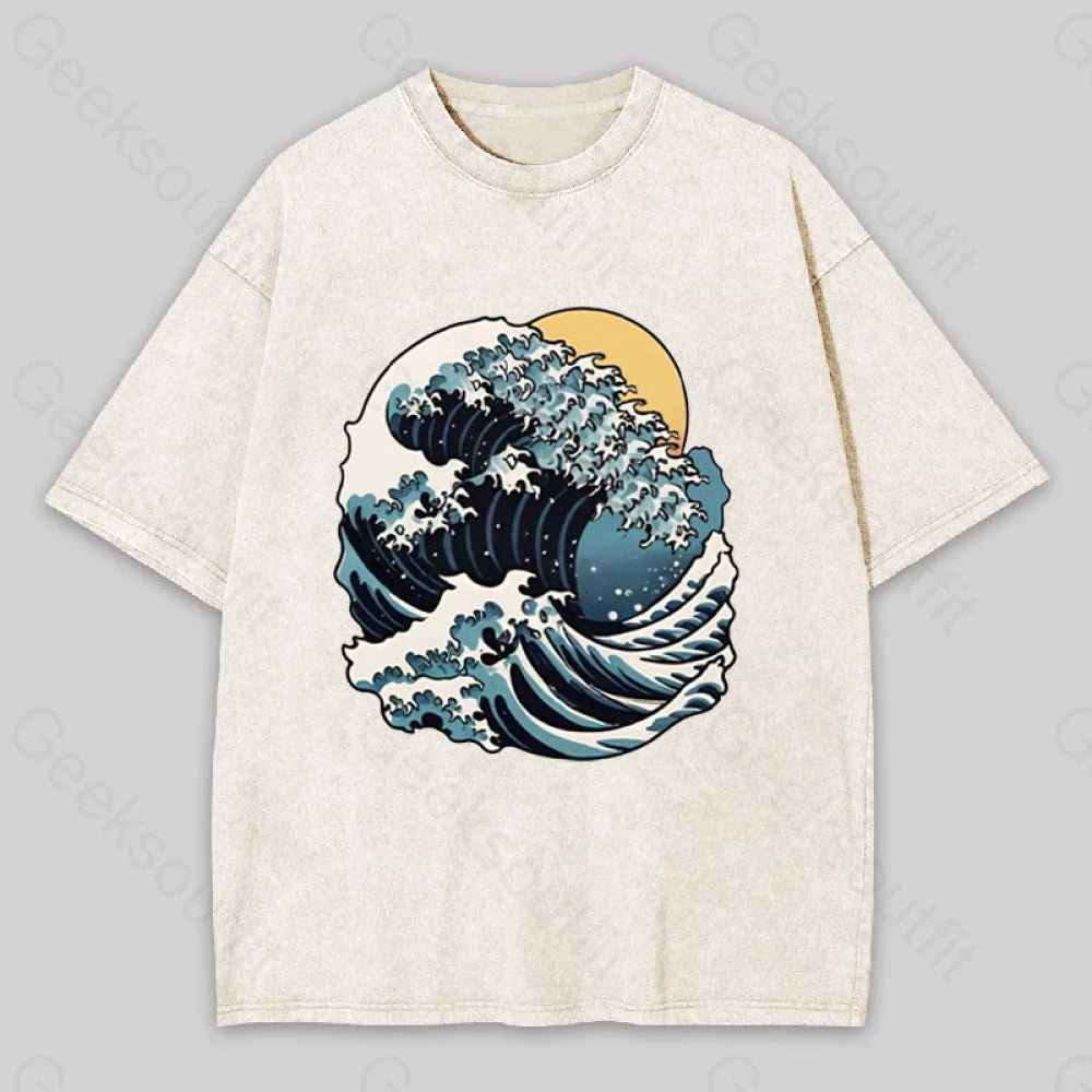 Great Wave Retro Sunset Washed T-Shirt Apricot / S