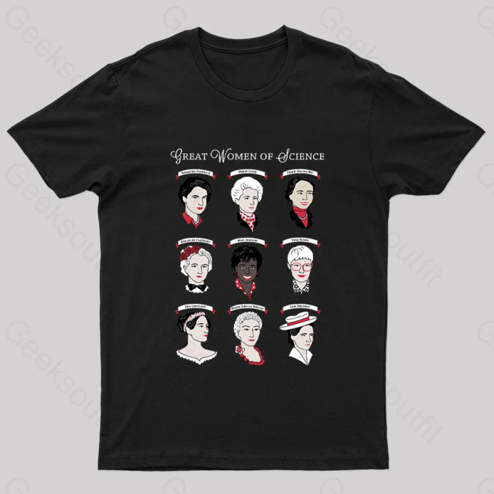 Great Women Of Science Geek T-Shirt Black / S