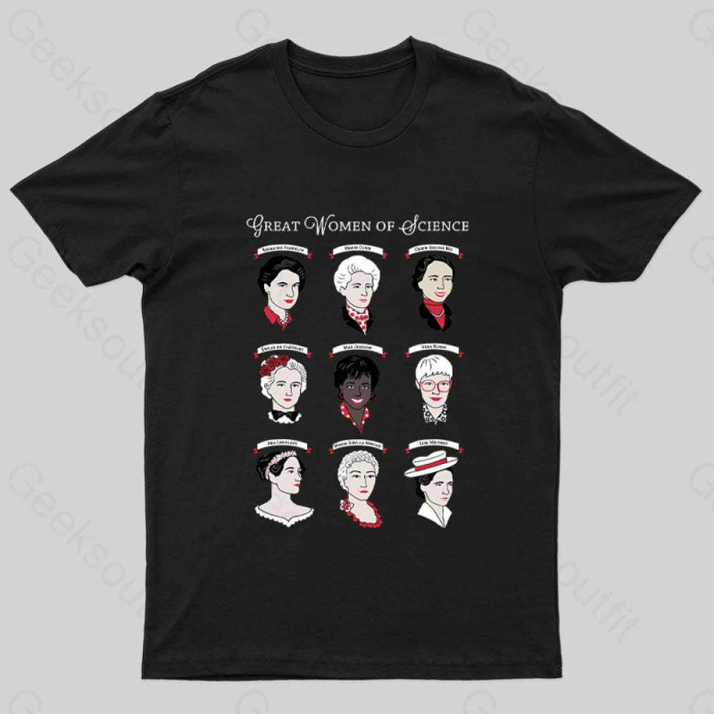 Great Women Of Science Geek T-Shirt Black / S