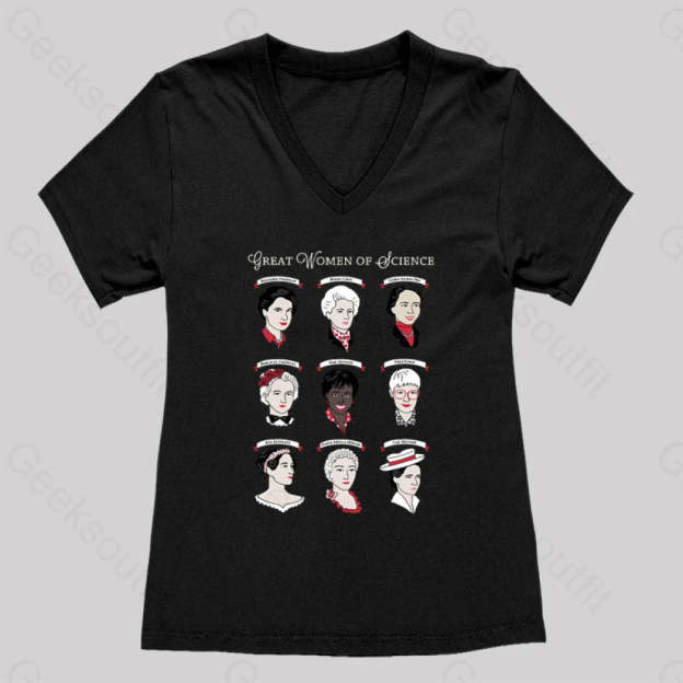 Great Women Of Science Women’s V-Neck T-Shirt Black / S