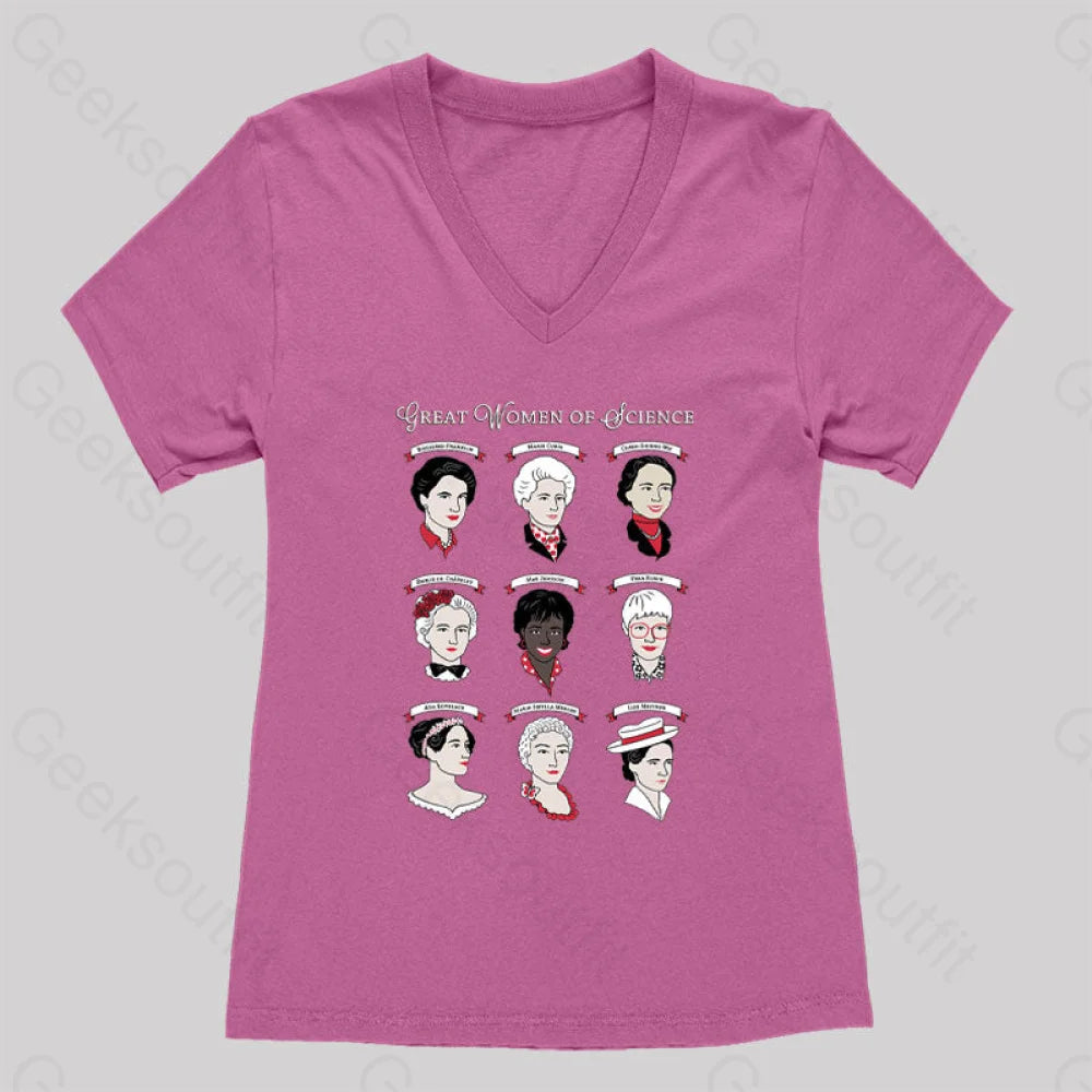 Great Women Of Science Women’s V-Neck T-Shirt Rose Red / S