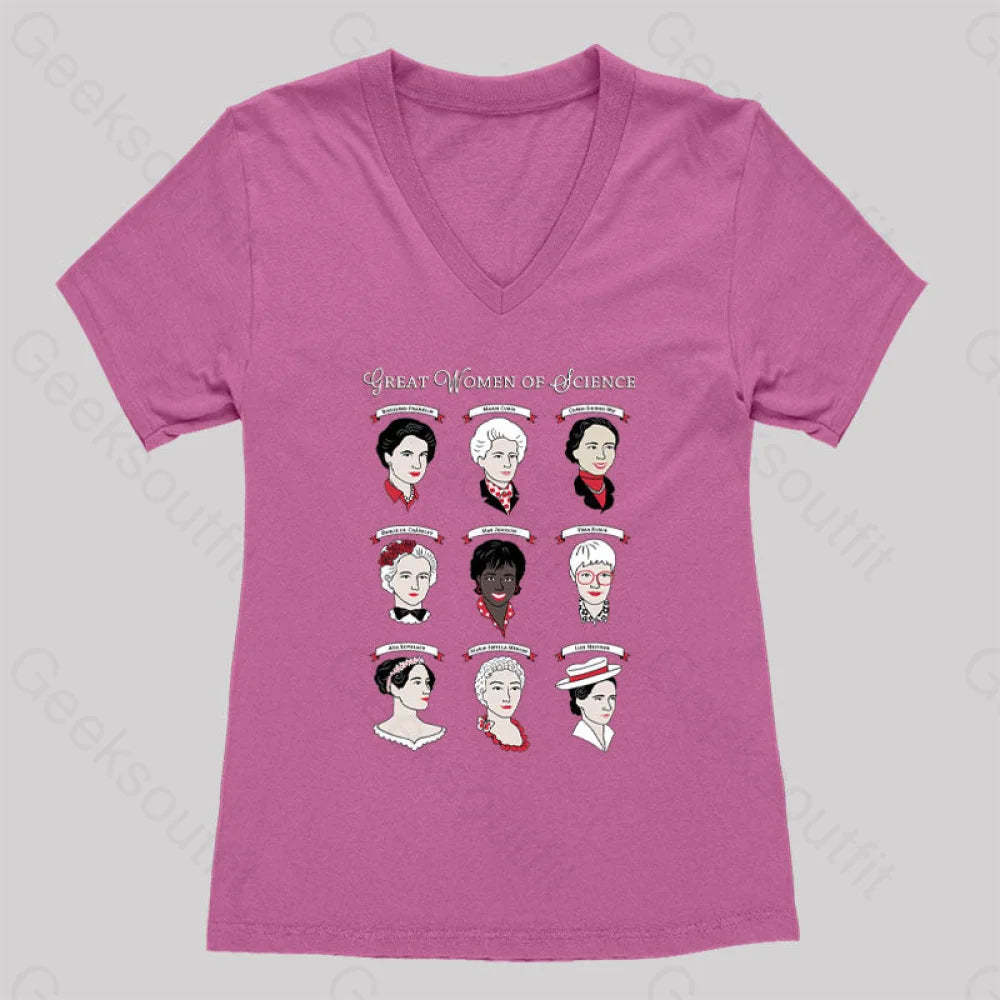 Great Women Of Science Women’s V-Neck T-Shirt Rose Red / S