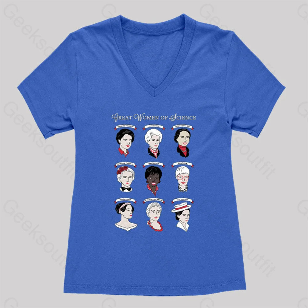 Great Women Of Science Women’s V-Neck T-Shirt Royal Blue / S