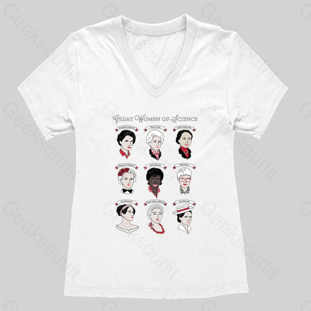 Great Women Of Science Women’s V-Neck T-Shirt White / S