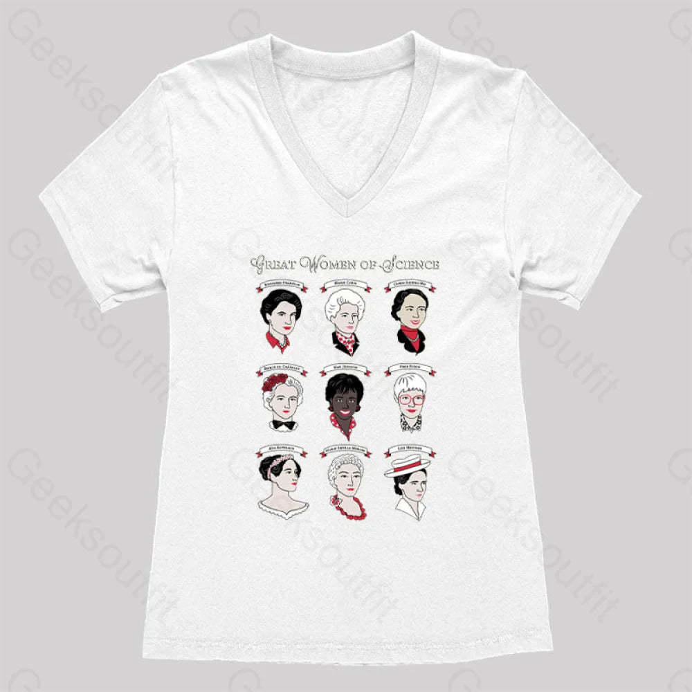 Great Women Of Science Women’s V-Neck T-Shirt White / S