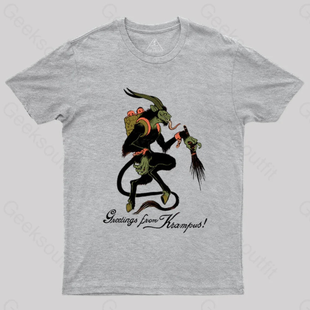 Greetings From Krampus! T-Shirt Grey / S