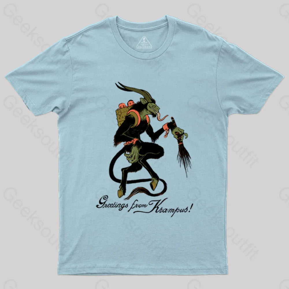 Greetings From Krampus! T-Shirt Light Blue / S