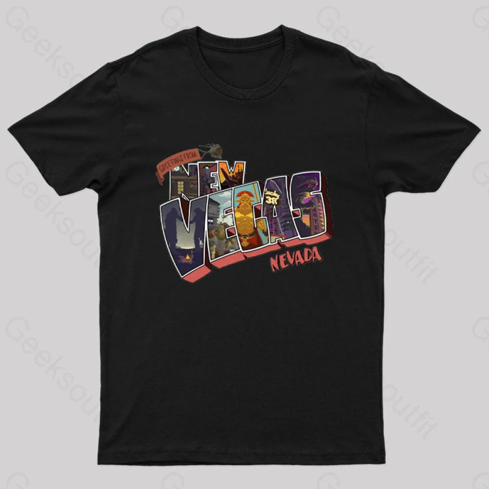 Greetings From New Vegas Geek T-Shirt Black / S